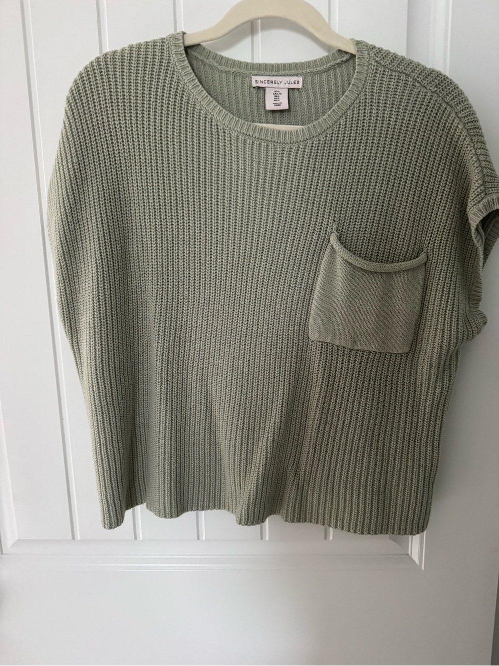 Sincerely Jules Sage Green Ribbed Knit Short Sleeve Set